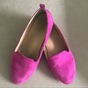 Pink suede ballerina flats size 4